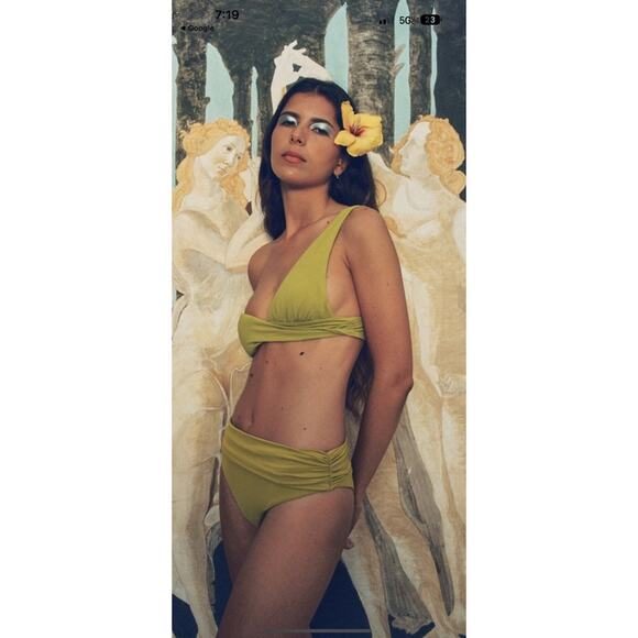 NWT ZARA ASYMMETRIC BIKINI TOP AND BOTTOM. OLIVE GREEN. SIZE SMALL- SET - Picture 13 of 13